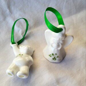Royal Tara Ireland Porcelain Shamrock  Angel and Teddy Bear Ornaments
